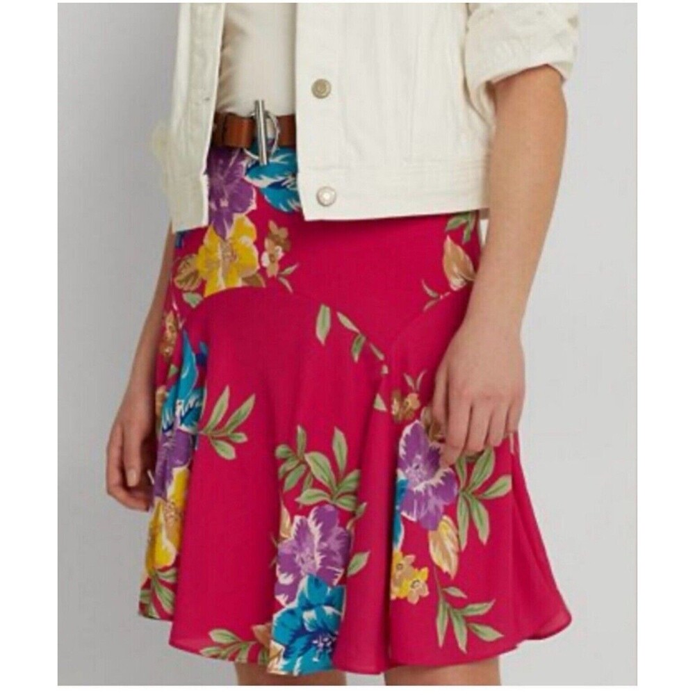 Lauren Ralph Lauren Women's Floral Georgette Skirt Pink US 8 multicolor spring